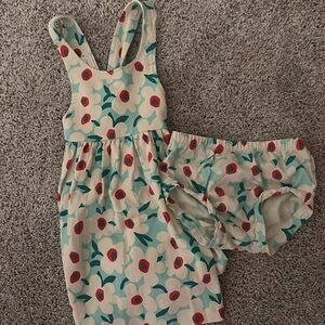 Hanna Andersson Floral Jumpsuit & Bottoms Set - Red and Teal